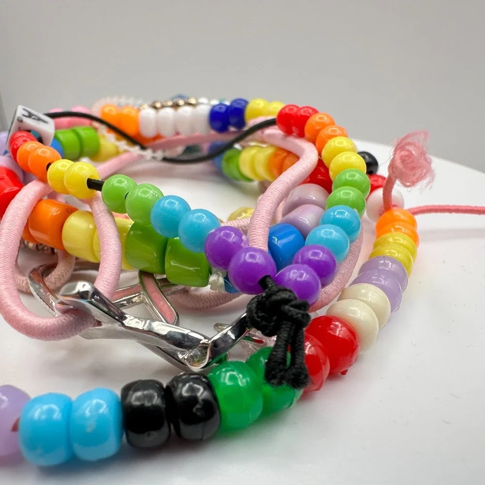 Vintage 90s Y2K Kandi Beaded Bracelet‎ Lot Stitch Charm Women's Classic Jewelry